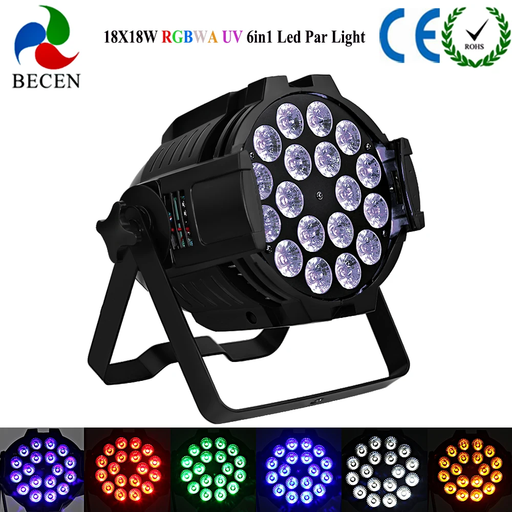 Бесплатный налог 18x18 Вт 6в1 Led Par огни RGBWA UV DJ свет корабль от евро склад | Лампы и