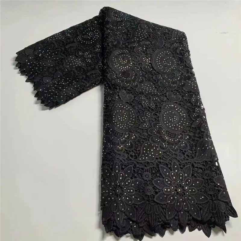 2020 новейшие стили вышивки бисером африканский гипюр Кружевная Ткань 5 ярдов