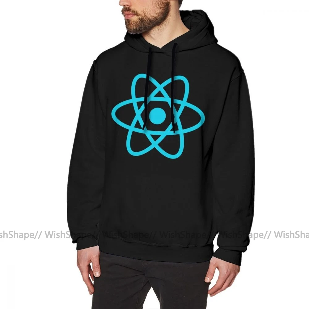 Javascript худи React толстовки большого размера крутой пуловер Толстовка длинная Осенняя мужская уличная хлопковая черная толстовка