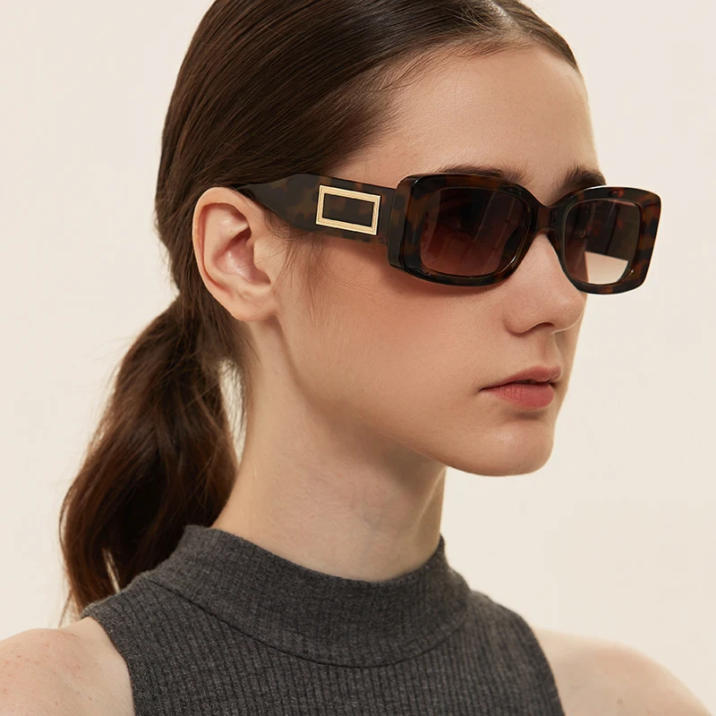 

New Fashion Rectangle Vintage Sunglasses Women Brand Designer Retro Men Shades Sun Glasses Female UV400 Small Eyewears Black