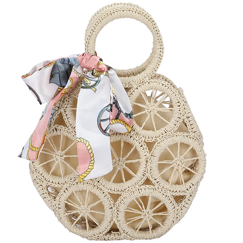 

Shoulder Belt Semicircle Hand-Woven Straw Rattan Handbag Lace Rattan 2021Summer Casual Beach Shoulder Crossbody Bag