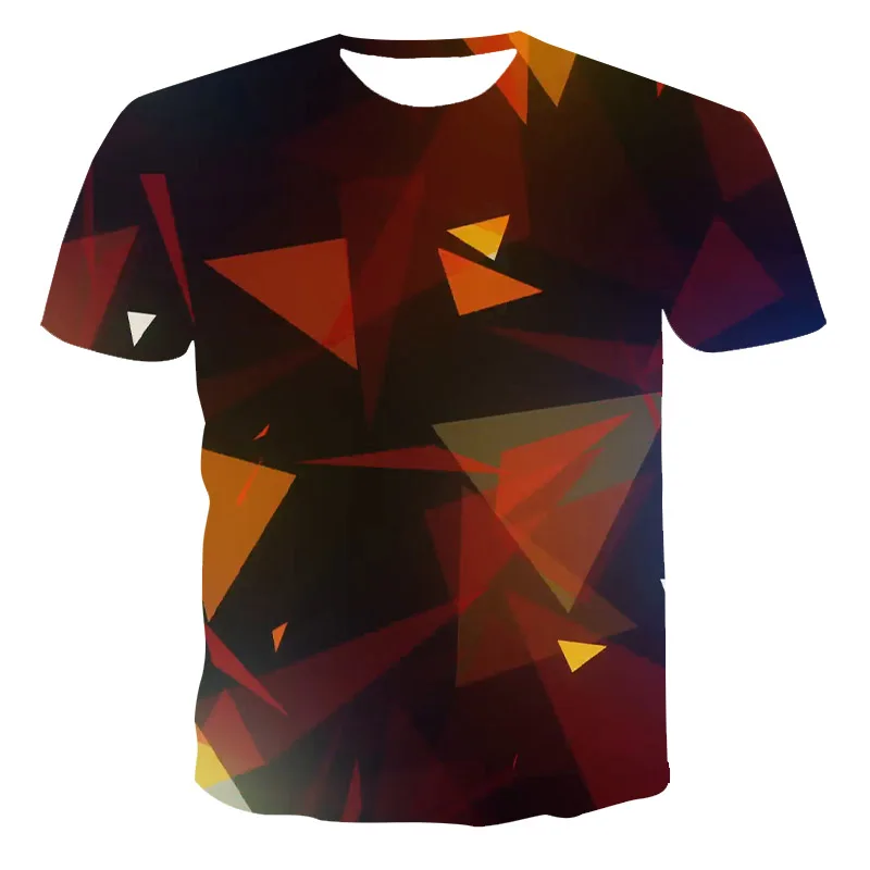 

2021 Summer Colorful Starry Sky Pattern Color Printing T-Shirt, Couples Polyester Casual College Style T-Shirt 100-6XL