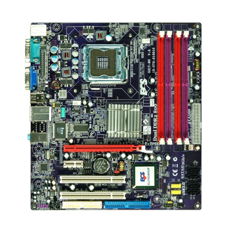 

Материнская плата для ПК, б/у, для ECS LGA 775 Intel G31, DDR2 Core 2 Quad/Core 2 G31T-M3 USB2.0 VGA PCI-E 16X Micro ATX