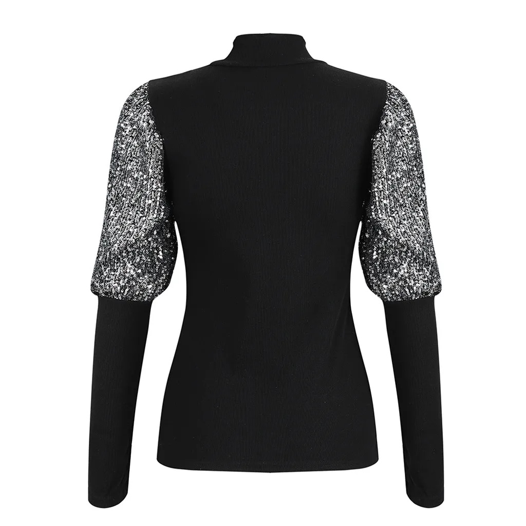 Блузка женская блестящая с пышным рукавом и блестками #8 | Женская одежда