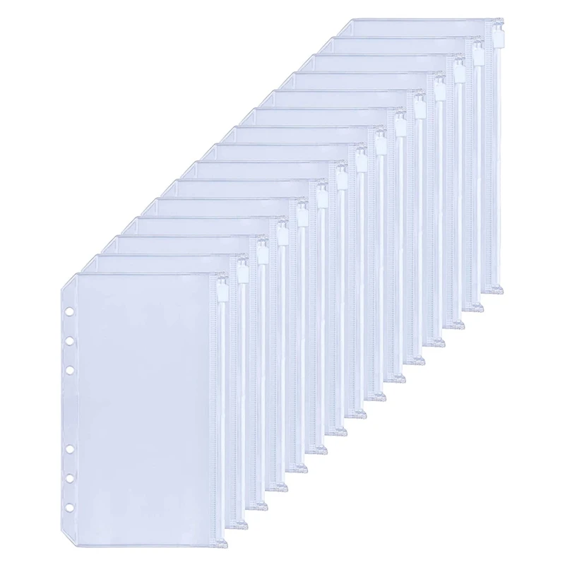 

A6 6 отверстий связующие карманы прозрачные ПВХ связующие конверты папка на молнии кармашки для A6 блокнота, водонепроницаемые