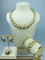 guomei hot selling fashion jewelry set necklace earring bracelet set elegant luxury ladies party wedding jewelry set a0001
