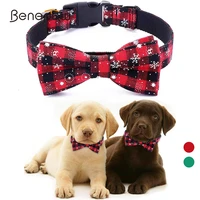 benepaw christmas snowflake plaid bow tie collar for small meidum big dogs fashion removable cotton puppy pet collar for cats