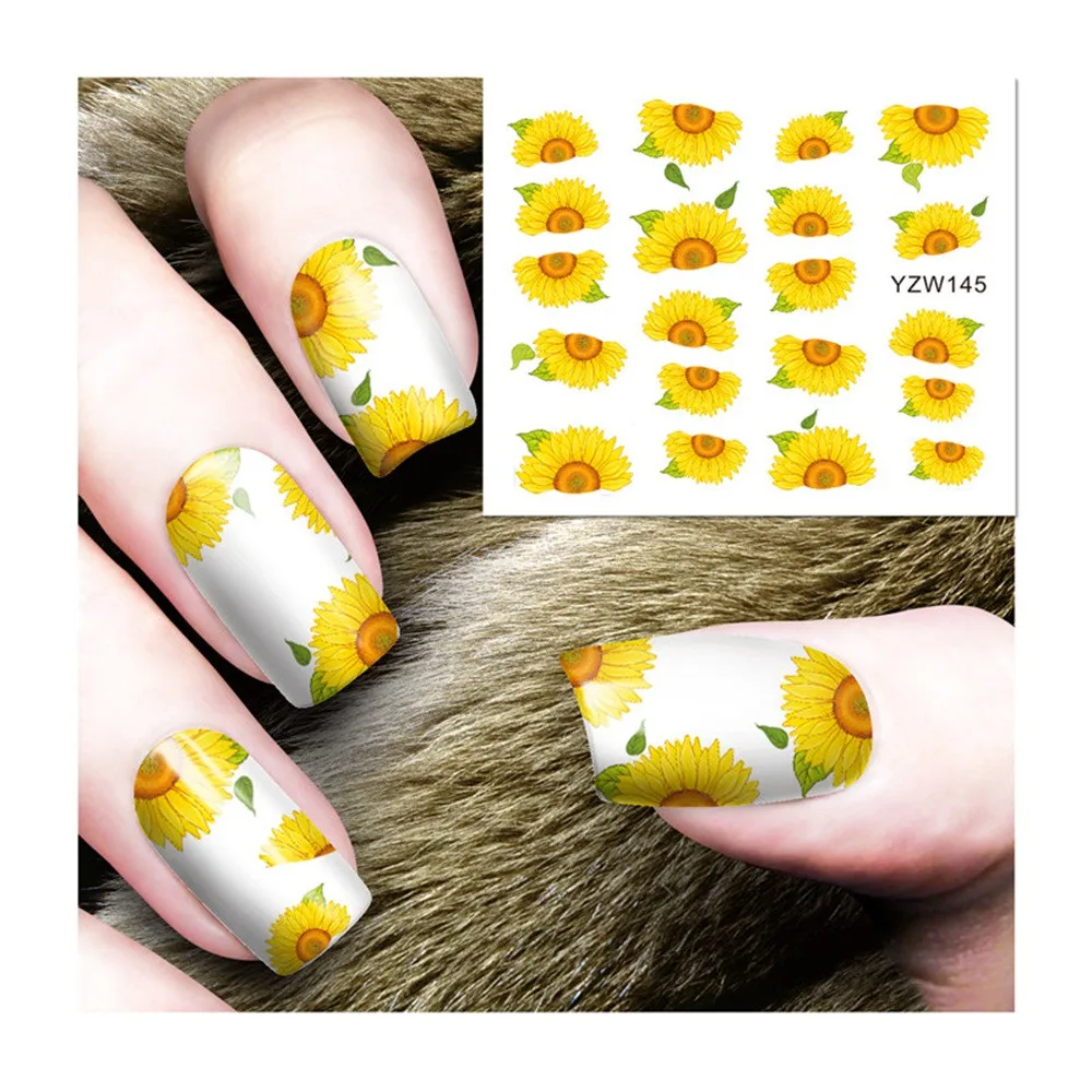 

Spring Sakura Nail Water Stickers Pink Cherry Blossoms Decals Flowers Leaf Tree Summer Nails Art Decoration Sliders