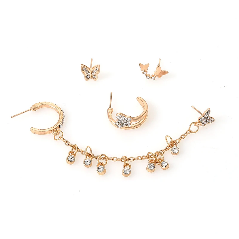 

Crystal Butterfly Undefined Earring Set 2021 Trend Mixed Circle Earrings For Women Small Piercing Stud Boho Jewelry