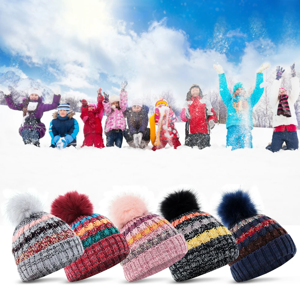 

Women Winter Hat Thermal Windproof Hat Ribbed Knit Chunky Lined Beanie Hats