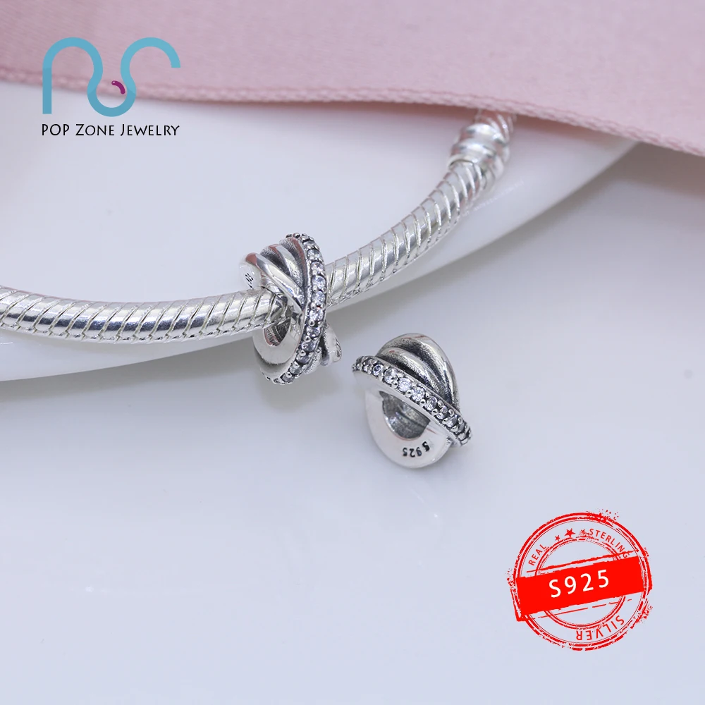 

Fit Original Pandora Charm Bracelets Sparkling and Polished Lines Spacer Charm 925 Sterling Silver Fine Beads DIY New Jewelry