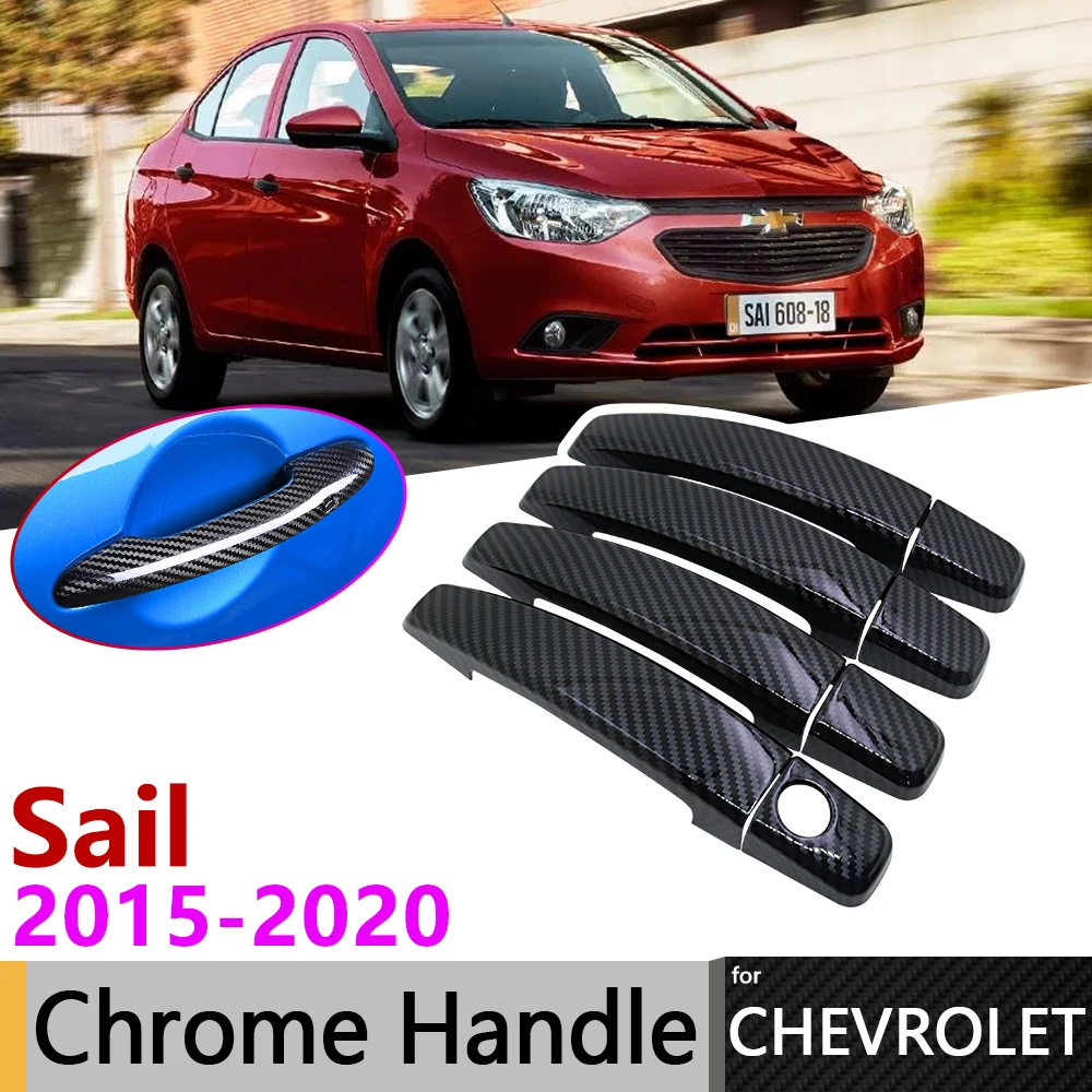 Черная крышка ручки двери из углеродного волокна для Chevrolet New Sail 2015 ~ 2020 2016 2017 2018 2019