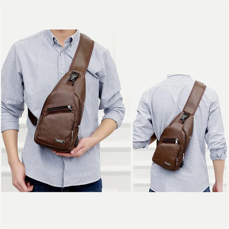 

Luxury Brand Messenger Bag Leather Men Chest Bag Vintage Crossbody Shoulder Bag Men's Business Sling Bags Male Casual Chest Pack