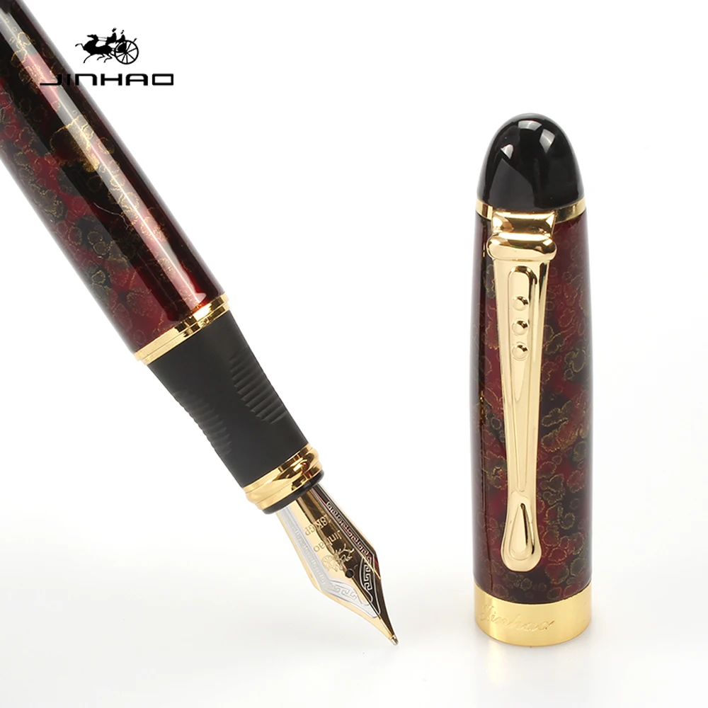 Ручка перьевая JINHAO X450 металлическая золотистая Канцтовары молочного и белого