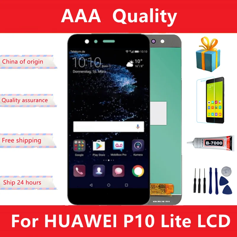 Pantalla LCD Original de 5,2 "con marco para HUAWEI P10 Lite, reemplazo de pantalla de WAS-LX1, WAS-LX1A, WAS-LX2-0