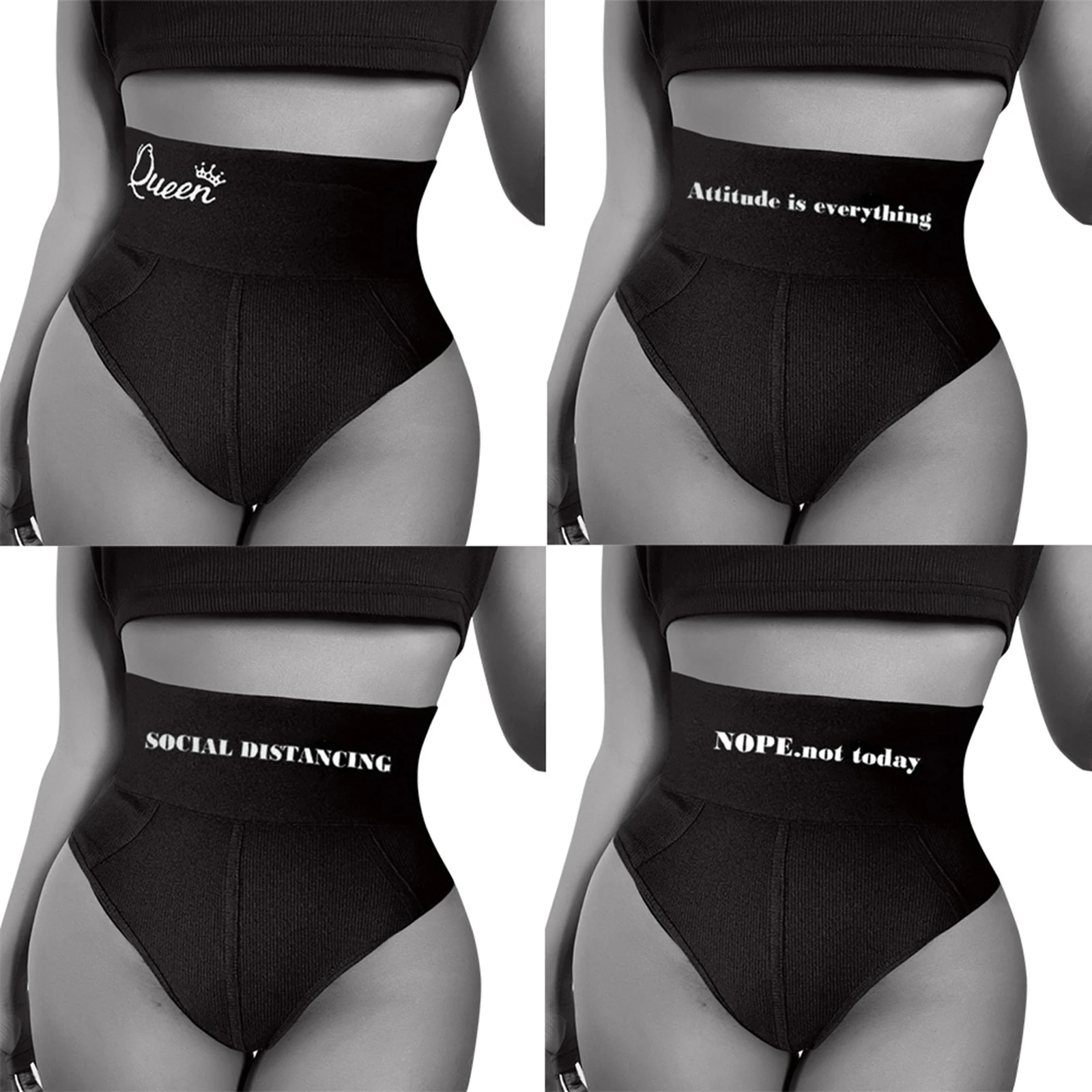

Women's Seamless Tight Running Shapewear High-waist Hip-lifting Yoga Jogging Briefs Letter Printing Fitness Panty