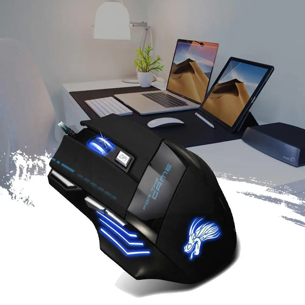 Регулируемая светодиодная оптическая компьютерная мышь 7 кнопок 5500 DPI цветная