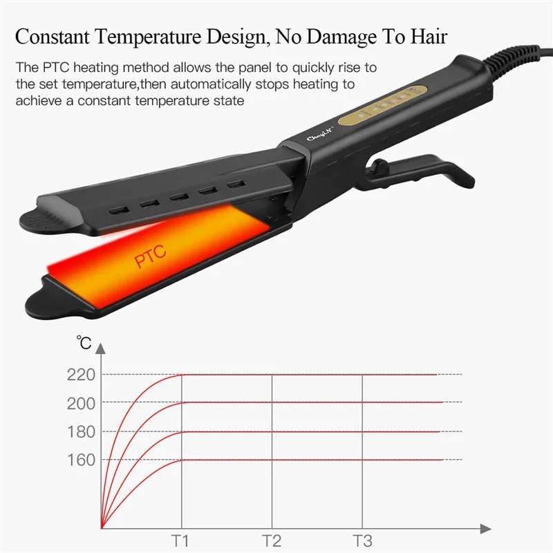 

CkeyiN Hair Straightener Wet Dry DualUse Four-Gear Temperature Adjustment Ceramic Tourmaline Ionic Flat Iron Curling Hair curler