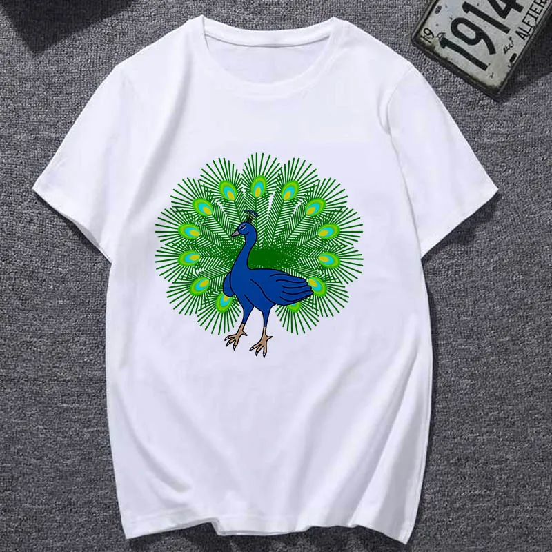 Женская футболка в стиле Харадзюку белая тонкая с коротким рукавом и принтом