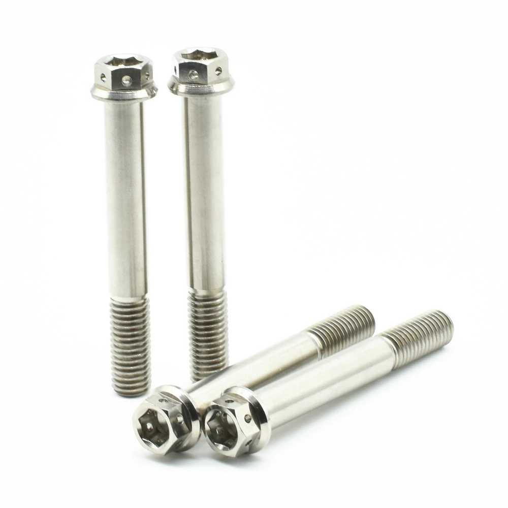 Титановые Болты M10 20-75 мм DIY MTB титан цвет двойной диск полый фланец головка наружный шестигранник 5 Ti винты крепеж 2 шт