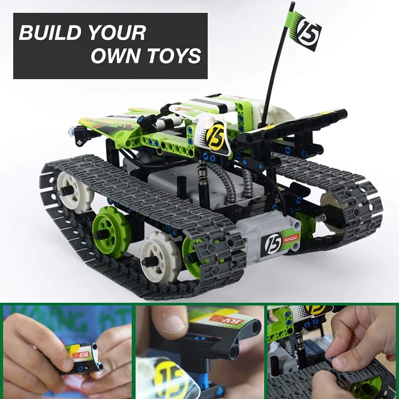 

High-Tech RC Car building Blocks 3 in1 Tracked Stunt Car DIY Assemble RC Robot Racing Car Bricks blocks Set Toys for children