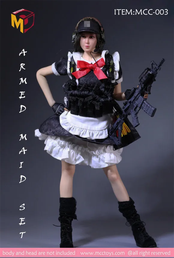 

IN STOCK MCC-003 1/6 Female Armed Maid Clothes Set Assault Rifle Accessories Model for 12'' Action Figure Toys