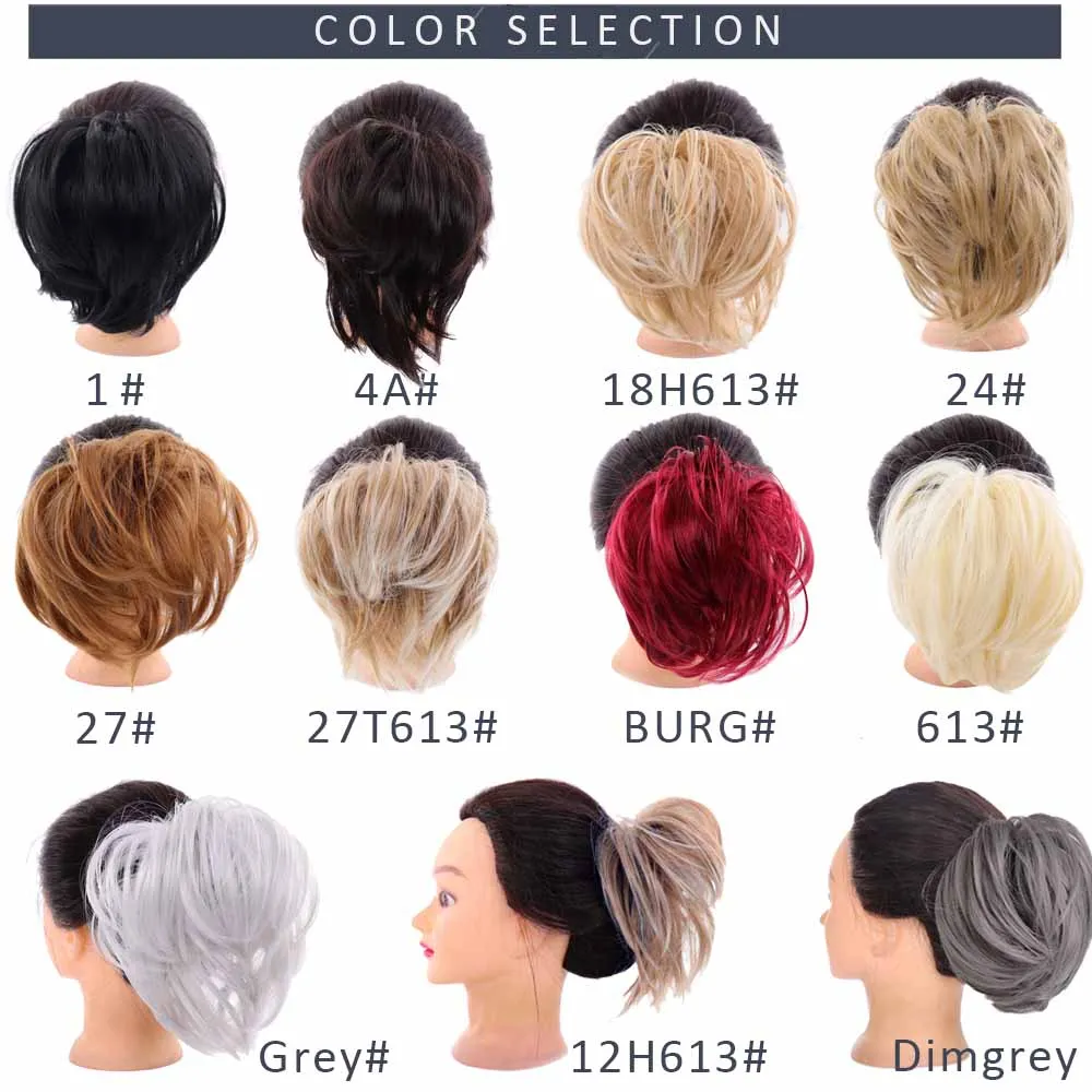 

LVHAN Synthetic Elastic Hair Scrunchie Curly Chignons Hair Rope Natural Fake Hair Bun Curly Clip in Hair Ponytails Extensions