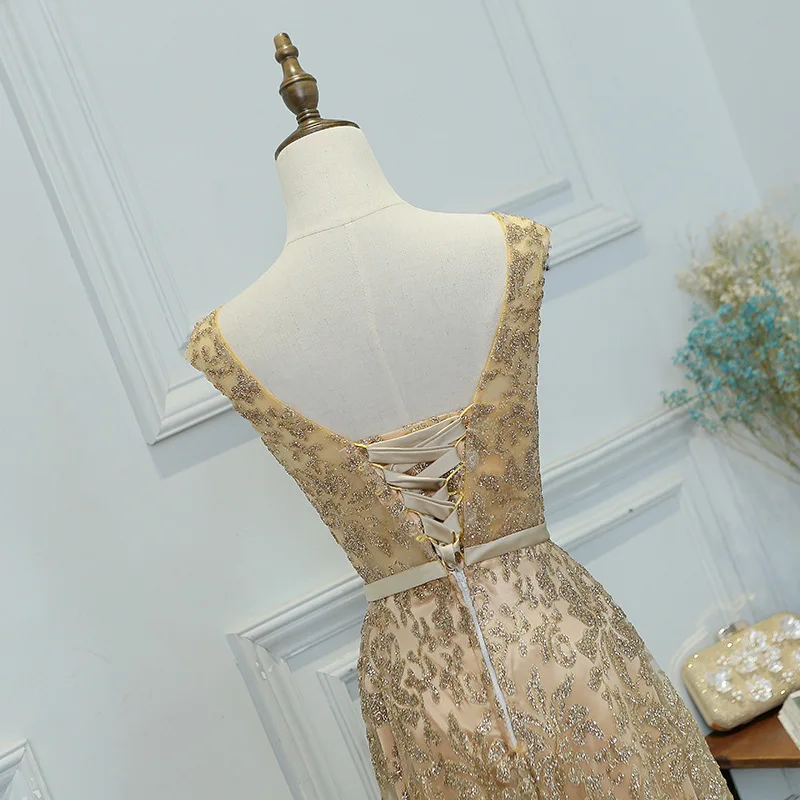 Винтажное Золотое вечернее платье шикарные платья для выпускного вечера 2019