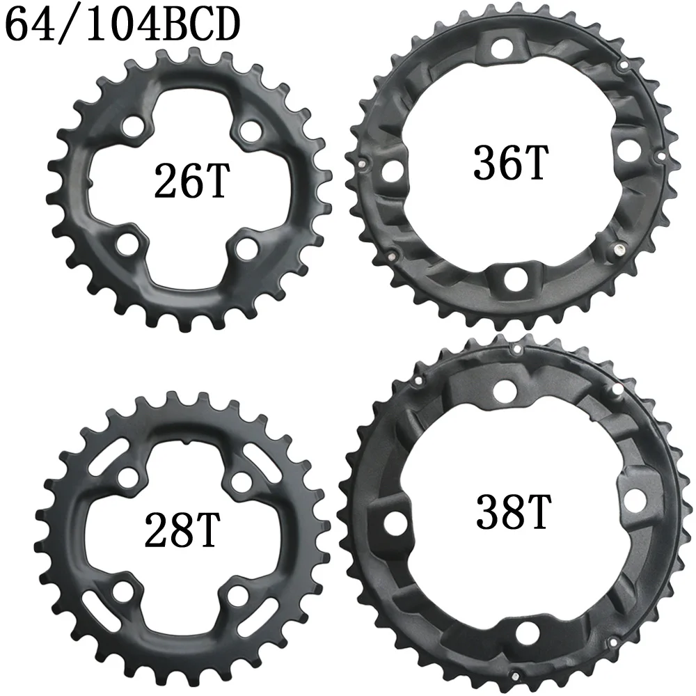 64BCD 104BCD MTB Bicycle Chainring Double Chainwheel 22T 24T 26T 28T 36T 38T Sprockets Mountain Bike Crankset Tooth plate Parts