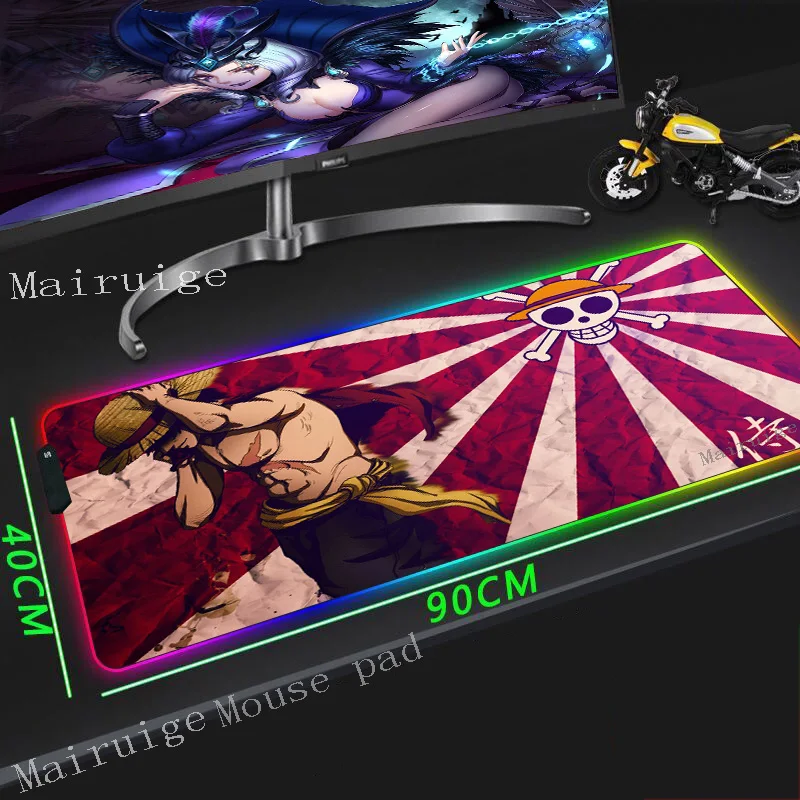 

Mairuige Red Game RGB Mouse Pad Anime Big Black Lock-edge Computer Desk Mat Fabric Rubber Non-slip Stripe for Csgo Xxl