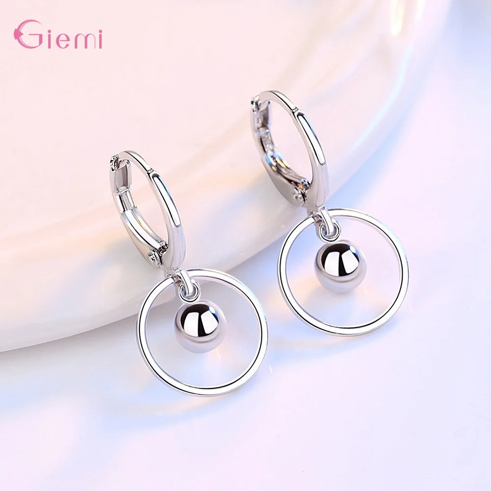 New Fashion 925 Sterling Silver Water droplet Earring for Women Girl Circle Dangle Earrings Jewelry Brincos Gift | Украшения и