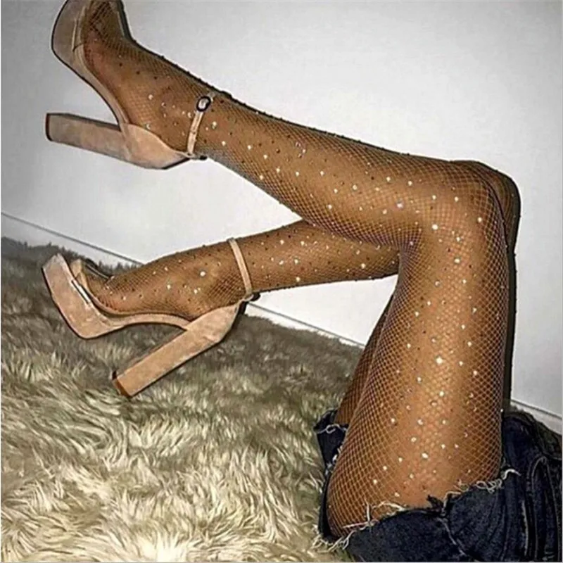 Пикантные Для женщин алмазные модные колготки в сеточку Носки детские