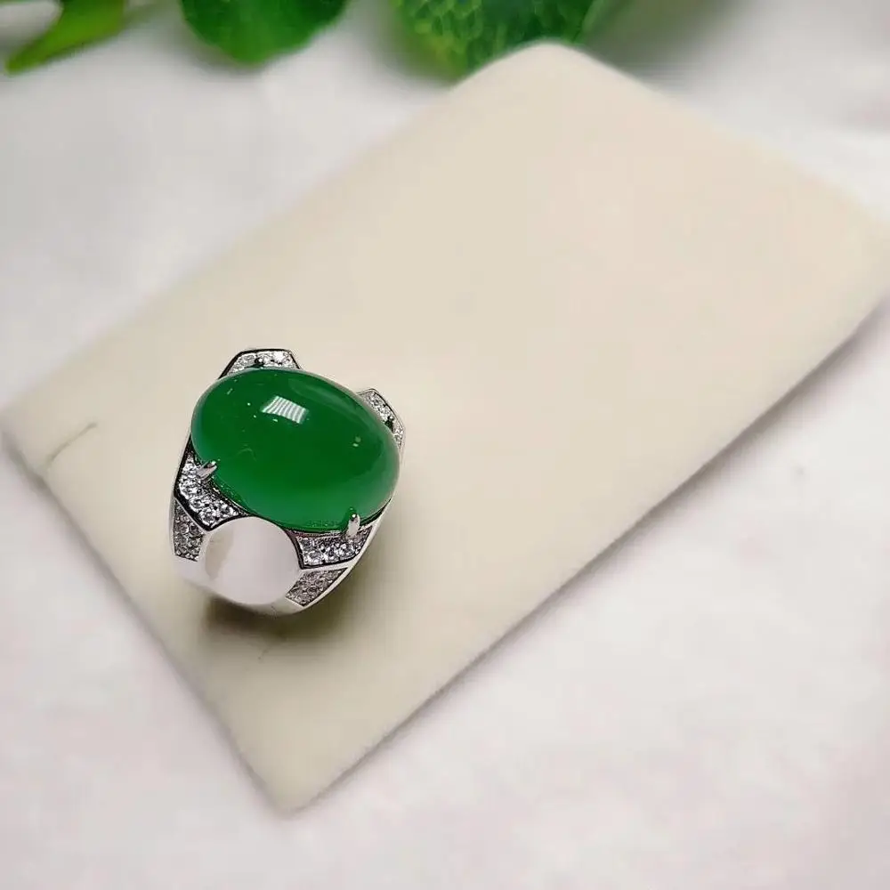 Кольцо из серебра S925 пробы с натуральным Изумрудом и агатом | Украшения