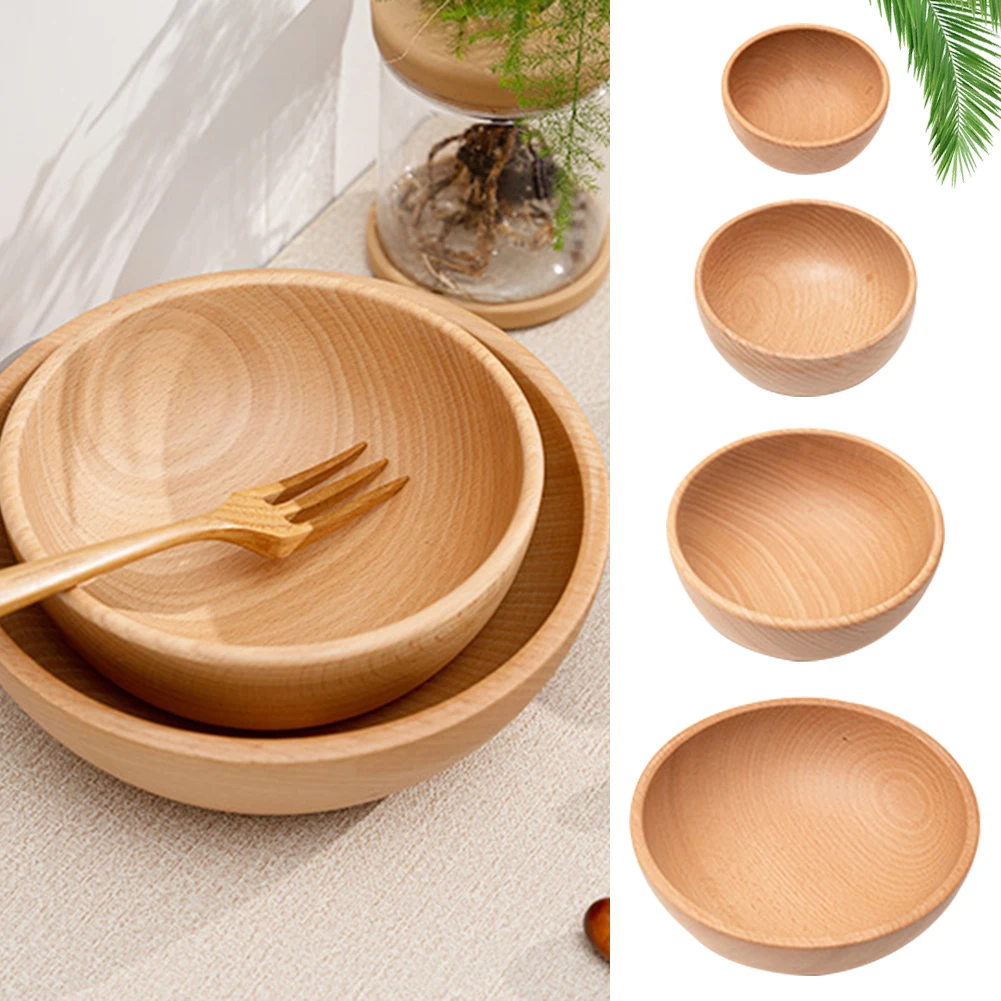 

Japanese Style Wooden Bowl Natural Wood Bowl Tableware for Fruit Salad Noodle Rice Soup Kitchen Utensil Dishes