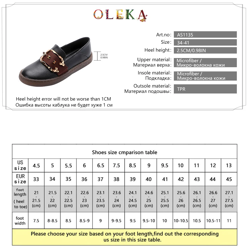 

OLEKA New 2020 Basic Flats Metal Decoration Strange Heeloffice & Career Spring/autumn Woman Flats Round Toe Fashion StyleAS1135