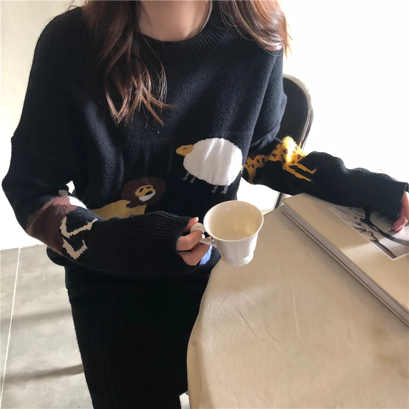 2 colors 2019 autumn and winter new arrival korean style o neck zoo warm knitted sweaters womens pullovers (B8660) | Женская одежда
