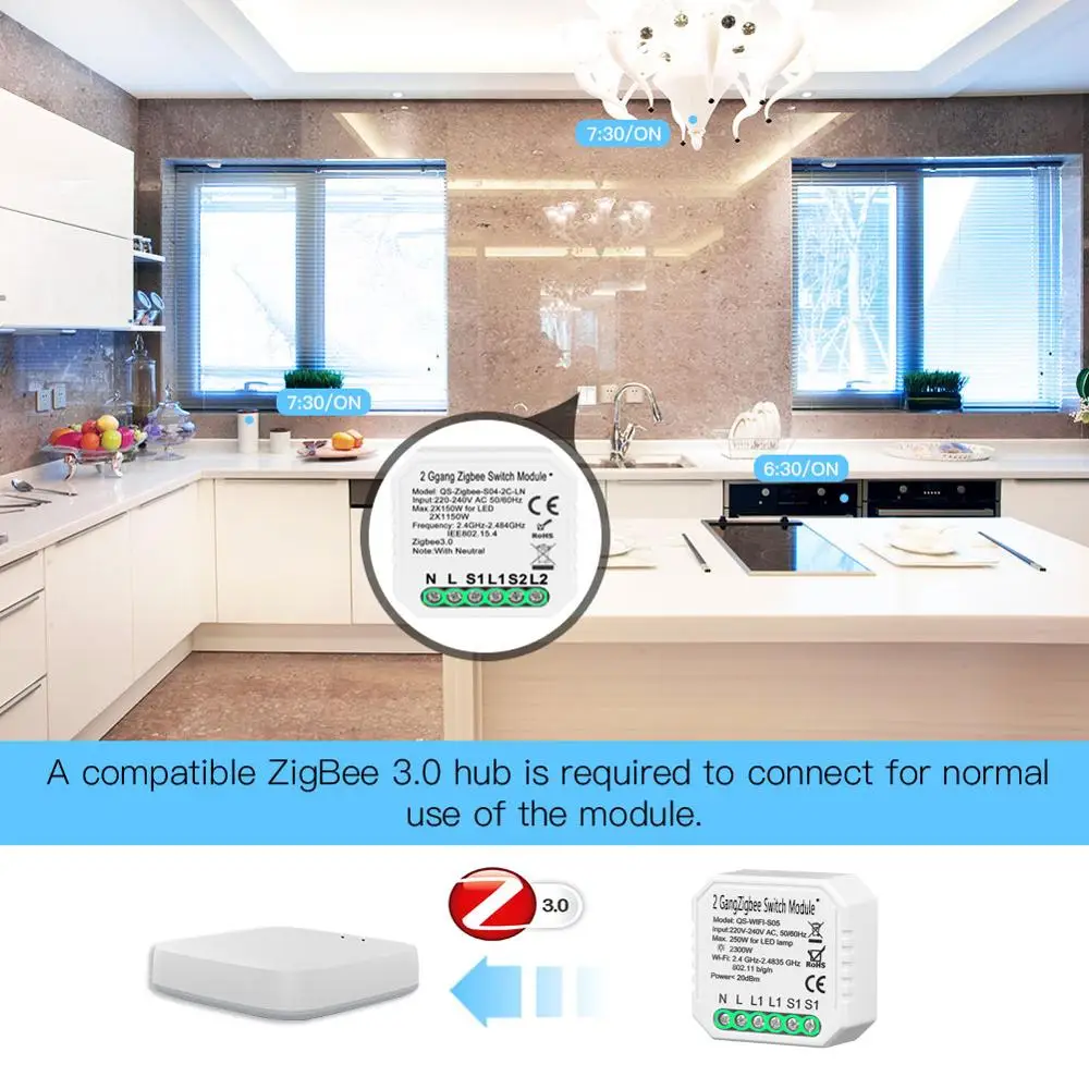 Tuya Zigbee 3 0 Smart модуль автоматического включения света Esp8266 No/с нейтральным ЕС 220V 2 Way