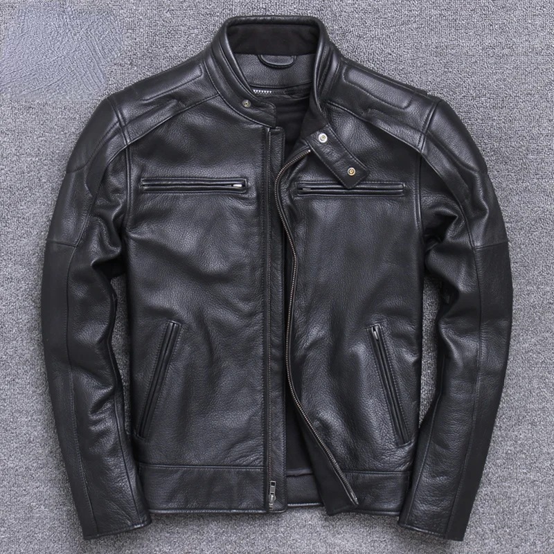 

Мужская байкерская куртка из натуральной воловьей кожи Gxy902, осенне-зимняя куртка из 100% натуральной кожи, 2021