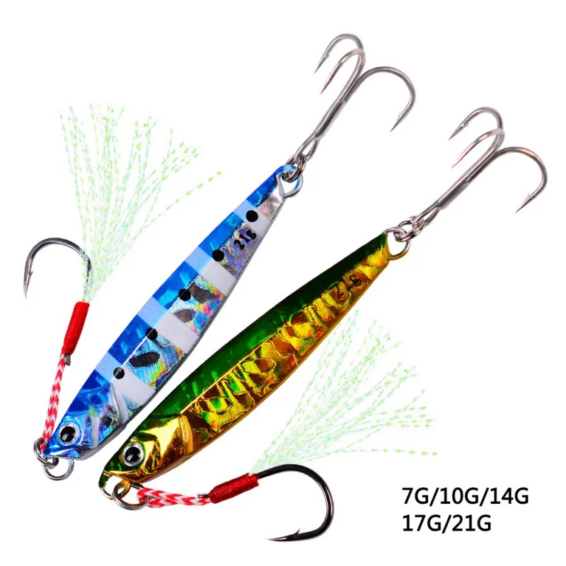 

1pcs Fishing Glow Jigs 7g/10g/14g/17g/21g Jig bait Lure Shore Cast Decoys Metal Bait Artificial Lures