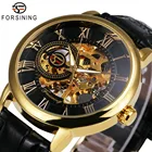 Мужские механические часы Montre Homme, черные золотые часы с 3D логотипом, лучший бренд, роскошные кожаные часы с скелетом, 2019