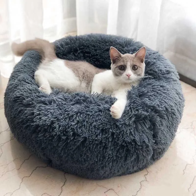 

Round Long Plush Dog Cushion Bed Pet Sofa Soft Fluffy Comfortable Mat for Cat Dog House Bed Cat Bed Pet Beds Cat Accessories