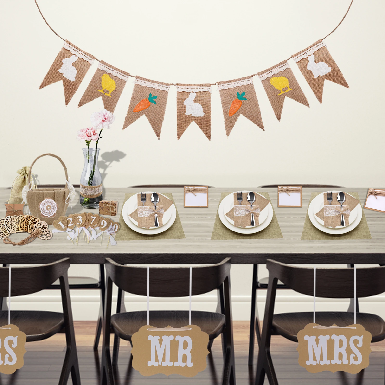 Натуральная джутовая Мешковина посуда упаковка вилка и держатель ножа ручная