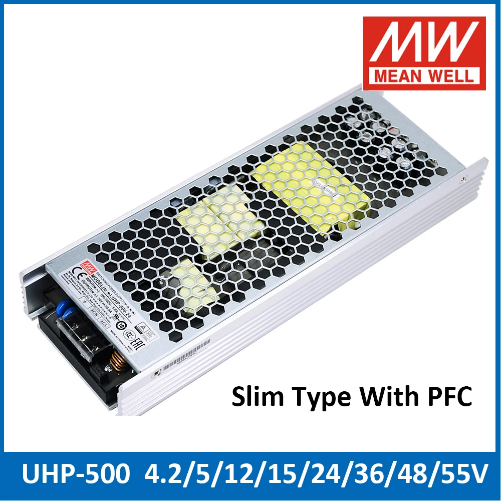 MEAN WELL UHP-500 500 Вт тонкий тип DC OK импульсный источник питания PFC 4 2 5 12 15 24 36 48 55 в Meanwell