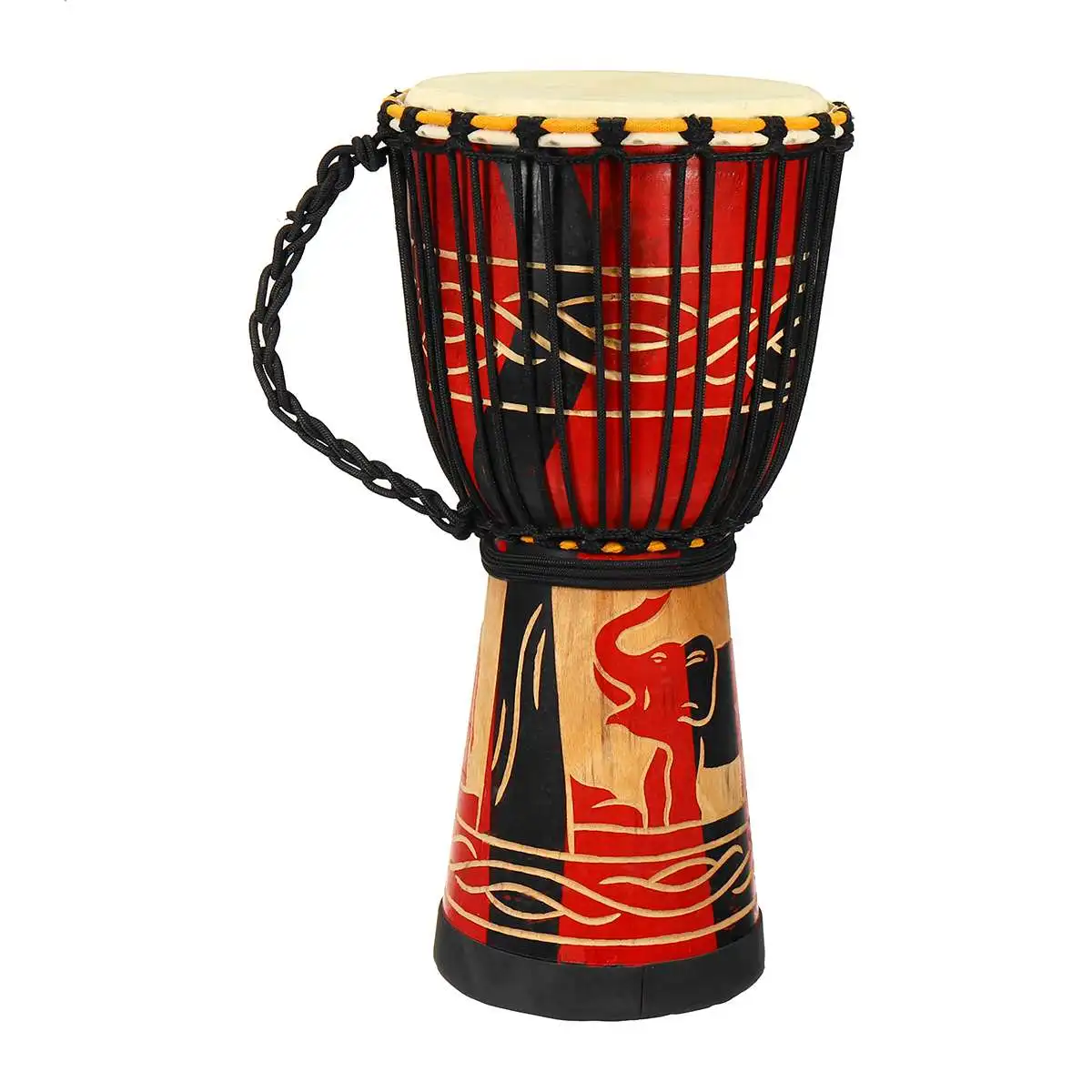 10 дюймов Африканский ручной деревянный барабан Djembe красное дерево тело козья овчина музыкальный инструмент Африканский барабан скульптура из дерева для детей игрушки