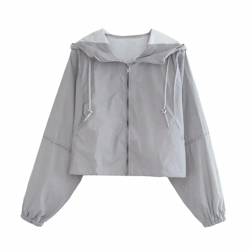 

Batwing Sleeve Women Hooded Highstreet Jacket Solid Zipper Loose Female Short Jacket 2020 Autumn Fashion Ladies Top Clothes