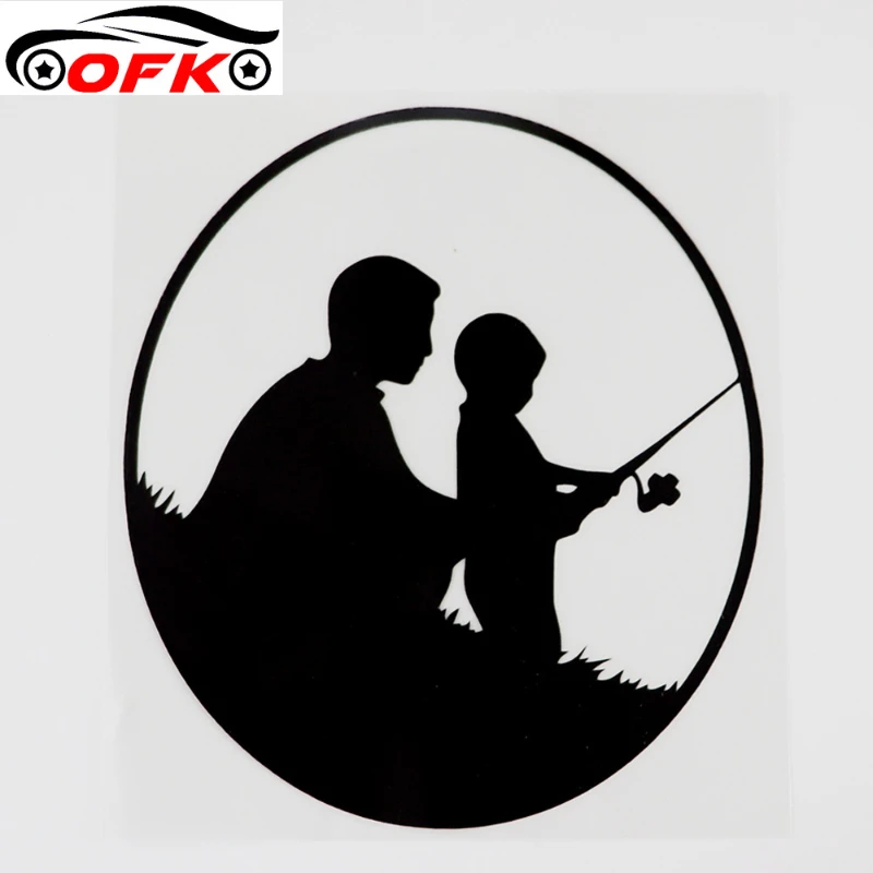 

OFK Cool Family Father and Son Fishing Vinyl Car Sticker Black/Silver 13.5CMX15.3CM