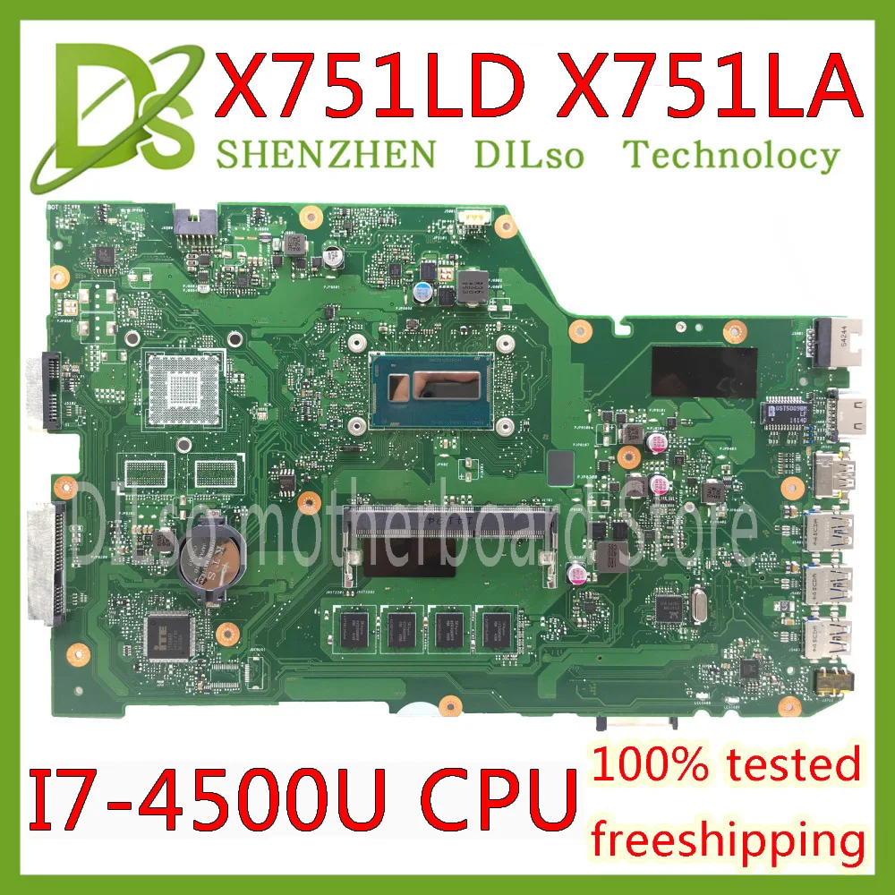 Günstig KEFU X751LA Motherboard Für ASUS X751LA X751LAB X751LD Original Laptop Motherboard I7-4500U CPU 4GB RAM Original Mainboard Test