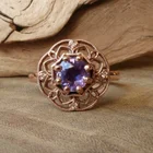 Модное круглое кольцо с глубоким аметистом, женское цветное кольцо с драгоценным камнем