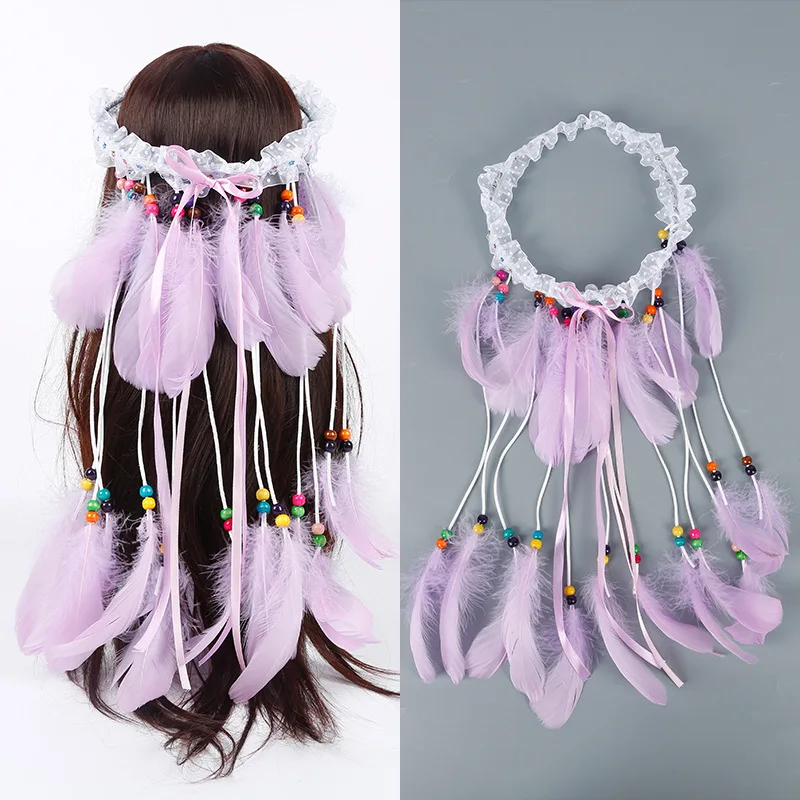 

Feather Headband Boho Headdress Hippie Indian Feather Hairband Festival Hair Band Carnival Headwear for Women Headpiece