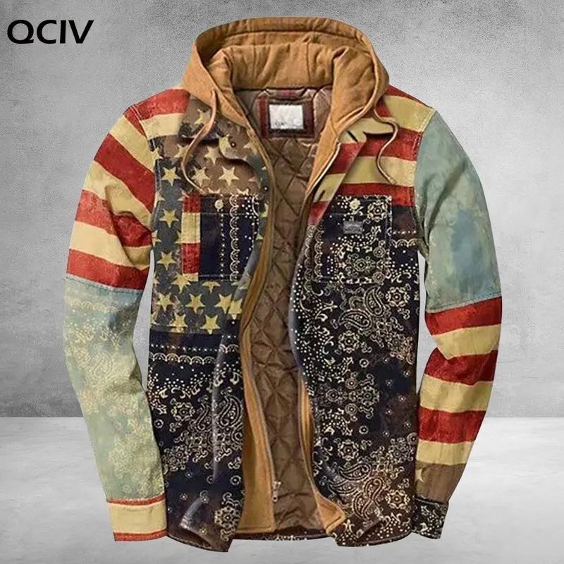 Hot Sale Men Spring Autumn Vintage Jackets Windbreaker Patchwork Loose Casual Jacket Thick Jacket Loose Large Size Zipper Coat